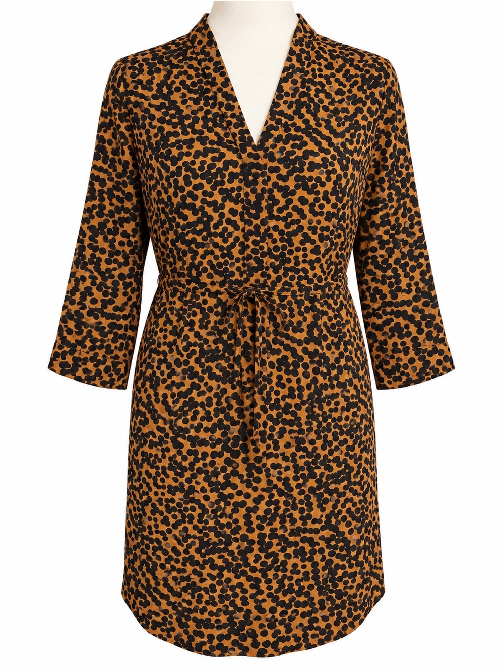 Women’s Black & Tan Printed Kimono Robe
